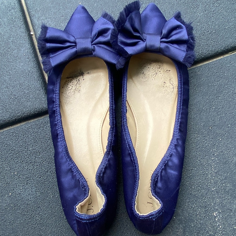 J.Crew navy blue satin ballet flats